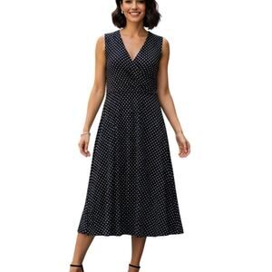 EUC Evan-Picone 90s Vintage Polka Dot Dress 14 Y2K Retro Rockabilly Midi Siren